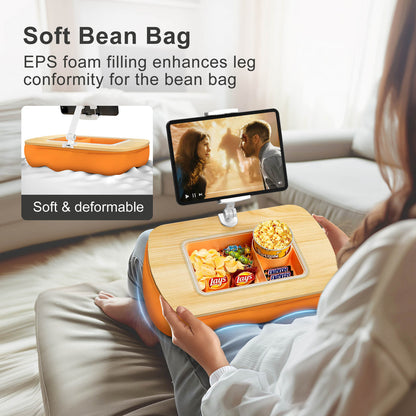 Tablet Pillow Stand With Snack Bowl Orange